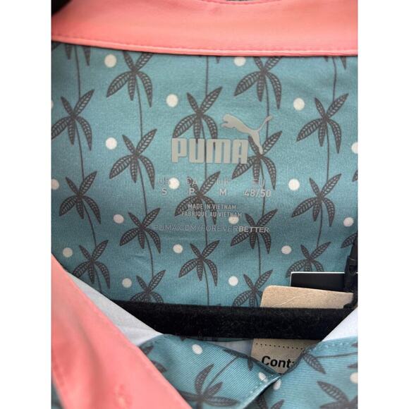 PUMA Men's Bold Blue Slate Sky MATTR Palms Polo Shirt Size S - Picture 6 of 8